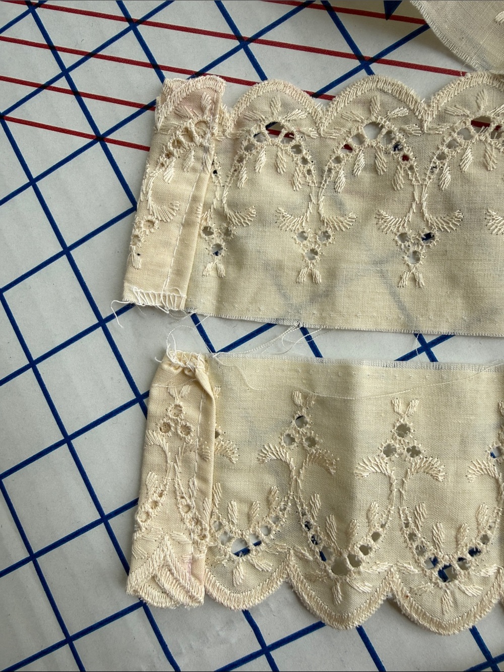 Antique circa 1930s Embroidered Eyelet Trim 2.5+ Yards x 3” Scalloped Cotton - Picture 10 of 11